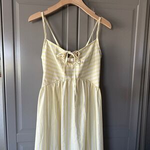 MAPCIE Smocked Striped Spaghetti Strap Midi Sundress, Yellow White, S(NWOT)